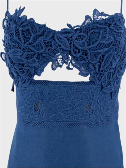Abito lungo in lino con inserti in pizzo ERMANNO SCERVINO | D484Q615GQI64044